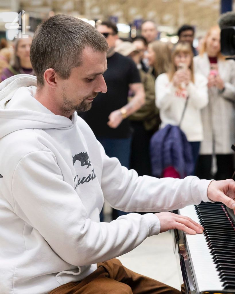 Brendon Ireland playing piano on Channel 4's The Piano