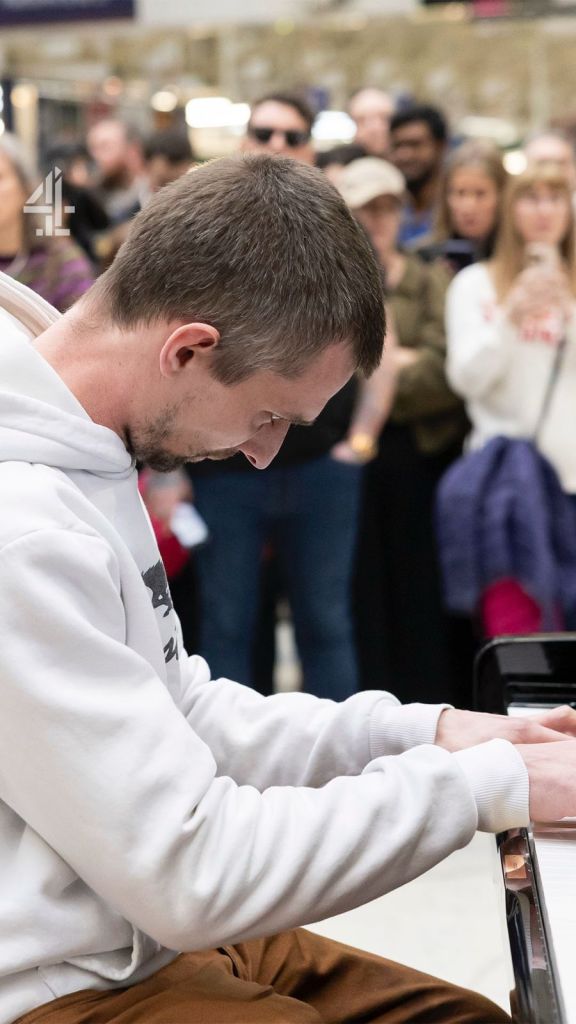 Brendon Ireland playing piano on Channel 4's The Piano